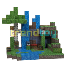 Магнітний конструктор Minecraft «Таємна база біля водоспаду» (308 блоків)