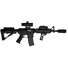 Игрушечный автомат гель-бластер на орбизах М4А1 PRO FULL BLACK + магнифер + магазин с подсветкой + трейсер с эффектом дыма + тактическая рукоятка + фонарик 3в1