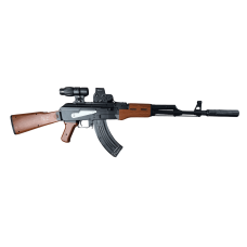 Игрушечный автомат АК-47 Wood v2 на орбизах + магнифер + коллиматорный прицел
