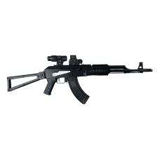 Игрушечный автомат АК-47 на орбизах Black v2 + магнифер и коллиматорный прицел