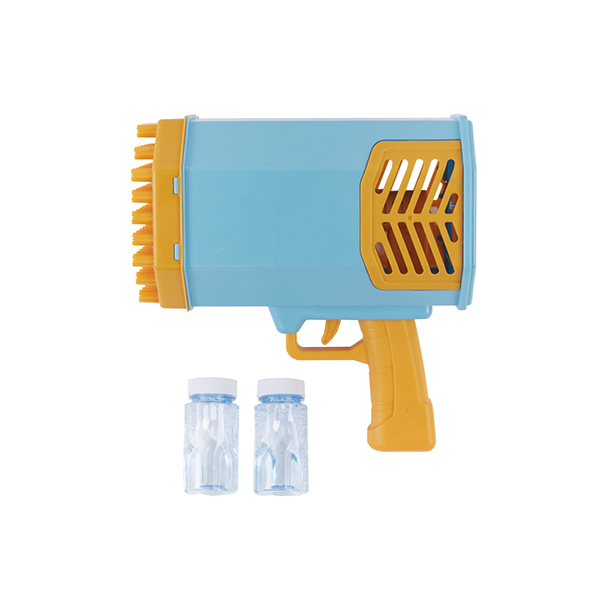 Игрушечный автоматический пистолет – пулемет для создания мыльных пузырей ∙ Генератор пузырей Bubble Gun + 2 бутылочки желто-синий
