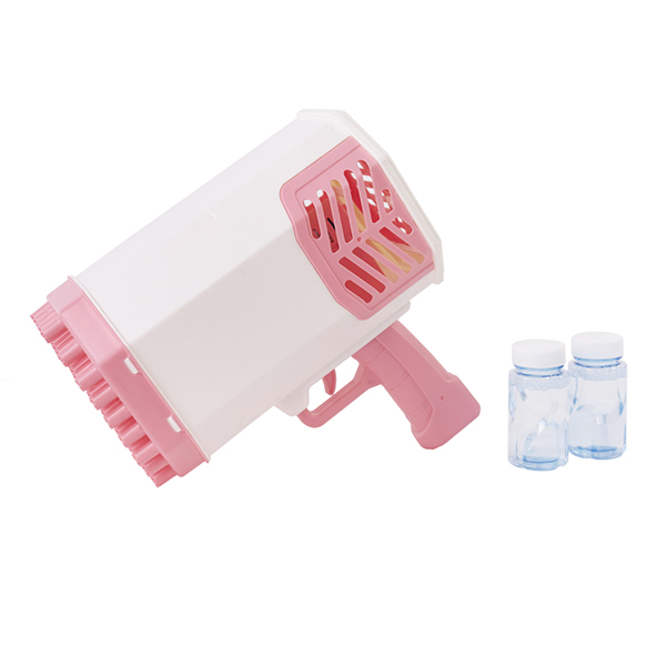 Іграшковий автоматичний пістолет - кулемет для створення мильних бульбашок ∙ Генератор бульбашок Bubble Gun + 2 пляшечки мила рожевий