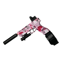 Игрушечный пистолет Glock17 Pink Гель Бластер на Орбизах + Глушитель + лазерный прицел + 2 магазина и барабан + 10 тысяч орбизов