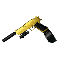 Игрушечный пистолет Desert Eagle Gold Гель Бластер на Орбизах + Глушитель + лазерный прицел + 2 магазина и барабан + 10 тысяч орбизов